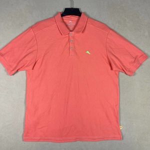 Tommy Bahama Supima Mens L‎ Polo Shirt Orange Relaxed Fit